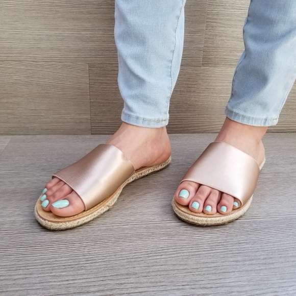 RoseGold Slip on Slider Flat Sandal Espadrille-C - Picture 6 of 8